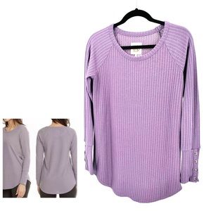 Chaser Wisteria Purple Waffle Knit Thermal Top Size Small